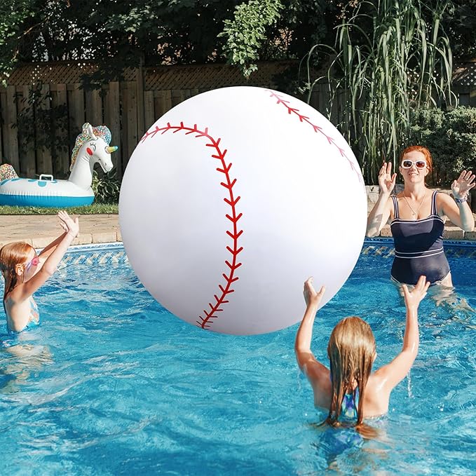 Lewtemi Giant Inflatable Sports Balls Large Inflatable Beach Ball Baseballs Soccer Rainbow Basketball Football for Sport Birthday Party Favor(3 Pcs,Soccer, Baseball, Basketball,40 Inch)