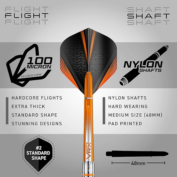 RED DRAGON Amberjack Series Darts Set with Flights and Shafts (Stems)