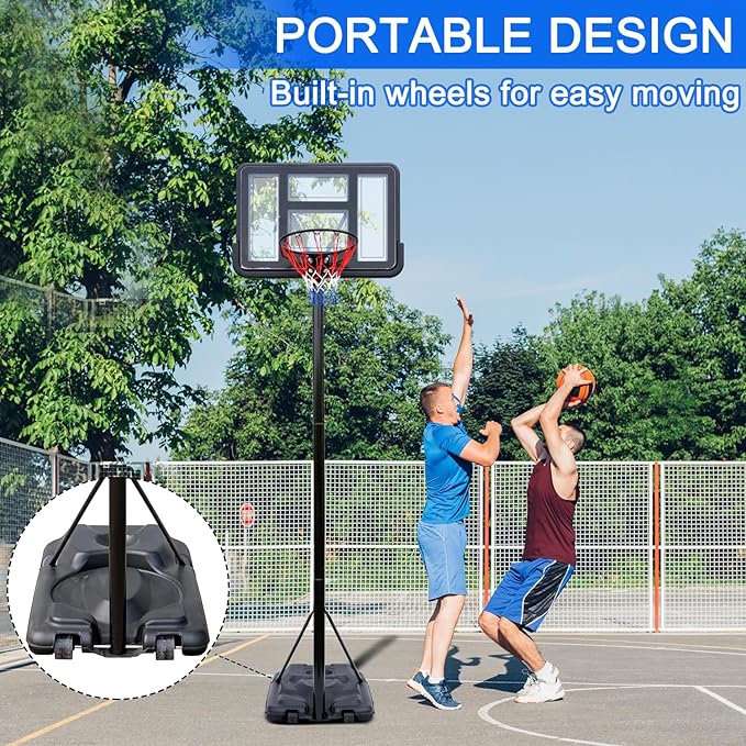 Basketball Hoop Outdoor Adjustable, Portable Basketball Hoop Goal System in Backyard/Driveway/Indoor
