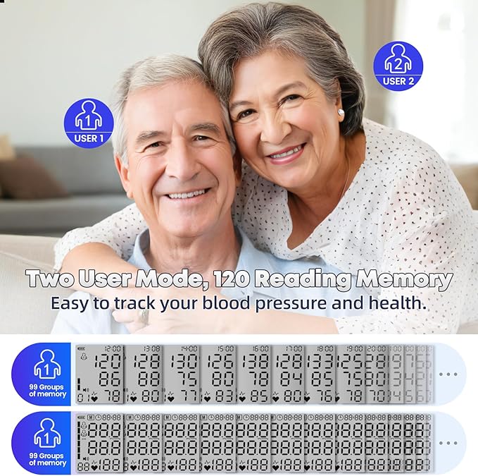 Blood Pressure Monitor Rechargeable Upper Arm Blood Pressure Monitors for Home Use Large Screen Bp Machine with 8.7"-16.5" Bp Cuff, 2x120 Memory, Voice Broadcast Bp Monitor (Black)