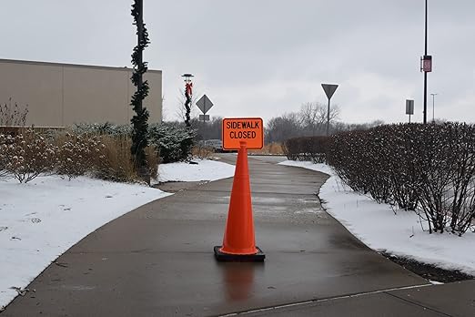 VEVOR 20Pack 18" Traffic Cones, Safety Road Parking Cones PVC Base, Orange Traffic Cone & Cortina ABS Plastic Traffic Cone Sign, Sidewalk Closed" 03-550-SC EZ-IMS, 12.75" Width x 10.375"