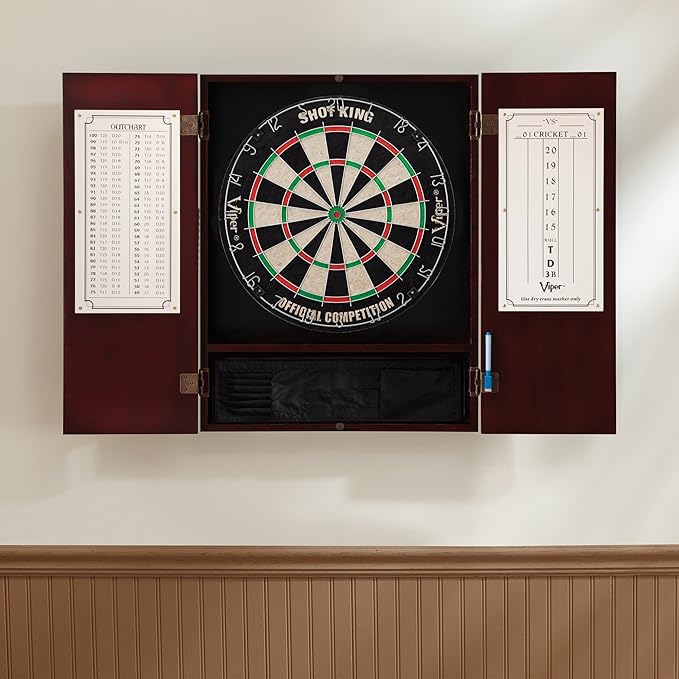 Viper by GLD Products Metropolitan Solid Wood Cabinet & Sisal/Bristle Dartboard Play-Ready Bundle