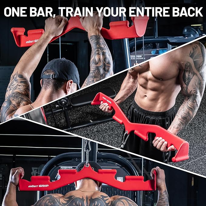 LAT Pull Down Bar with 6 Ergonomic Handles, Neutral Grip LAT Pulldown Attachments for Whole Back Training, Wide Grip LAT Pulldown Bars for Home Gym Cable