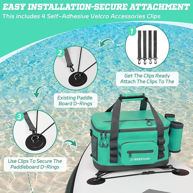 Waterproof Shell 24 cans Paddle Board Cooler Bag, Sup Deck,Kayak Cooler Bag Accessories
