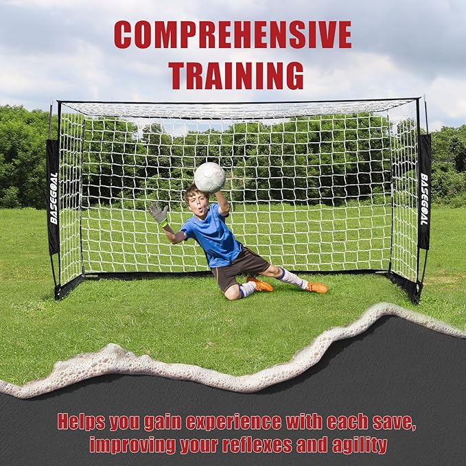 Soccer Goal,Soccer Net,Soccer Goals for Backyard,with Bow Frame,Collapsible Metal Base and Agility Ladder