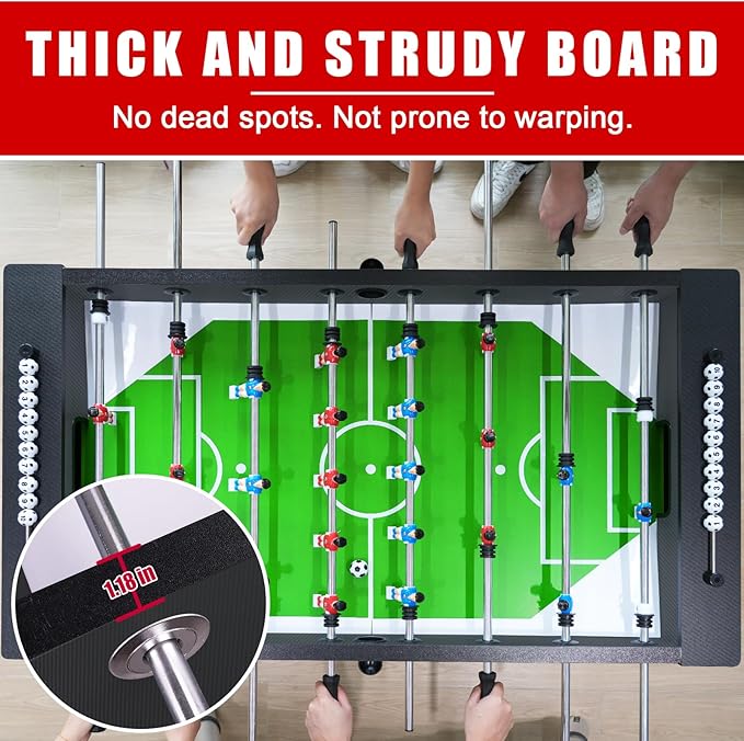 Seydrey 55-Inch Competition Foosball Table, Black, with Chrome-Plated Steel Rods