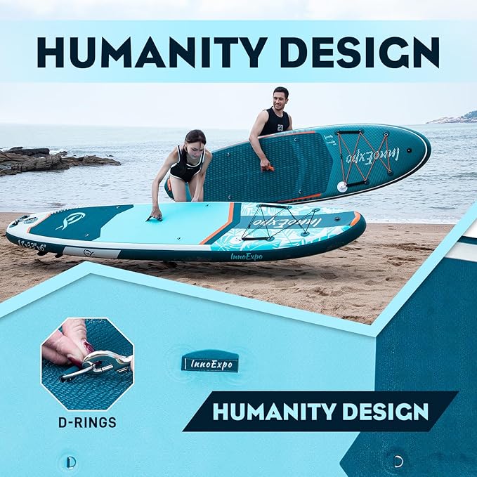 InnoExpo 11' Inflatable Stand Up Paddle Boards with Premium Accessories, Wide Stable SUP Paddle Board Design, Non-Slip Comfort Deck for Youth & Adults