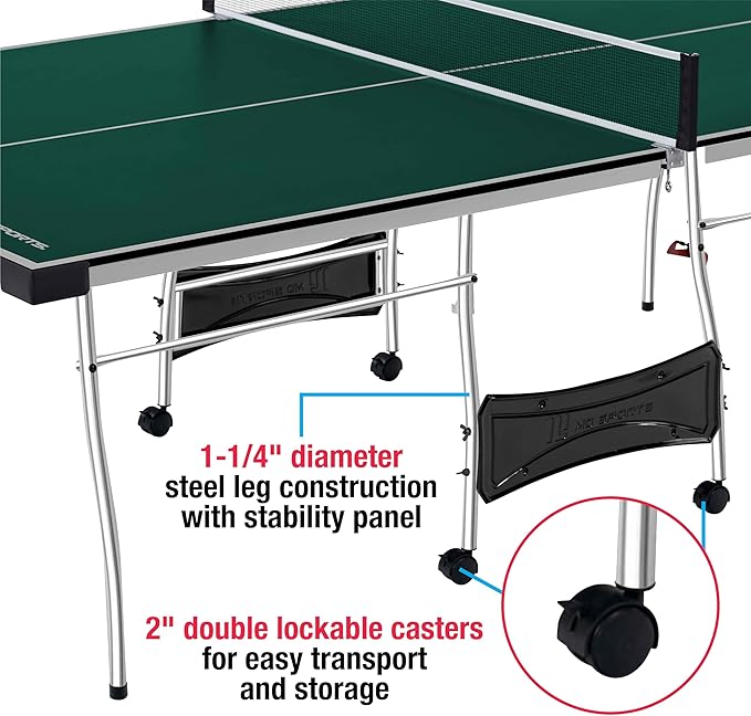 MD Sports Table Tennis Tables Multiple Styles Ping Pong Tables, Foldable for Easy Storage with Nets Included, Perfect for Family Game Rooms