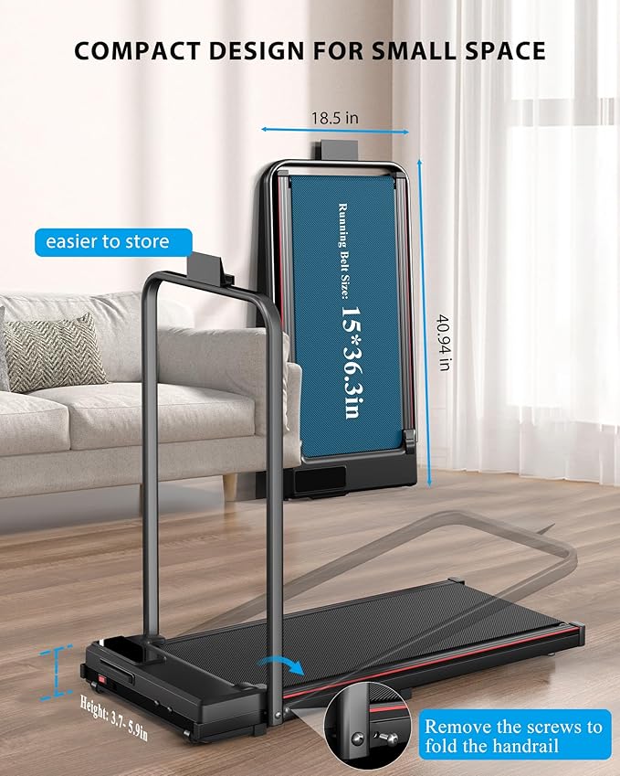 12% Incline Walking Pad Treadmill, 320lb Capacity Under Desk Treadmill with Full Manual/3-Preset Countdown/App Mode, Portable Treadmills for Small Spaces, Home, Office