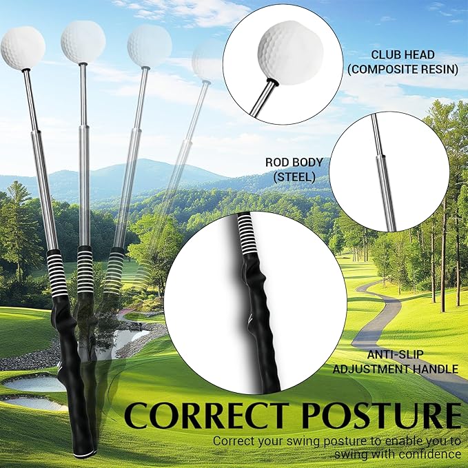 Golf Grip Trainer,Golf Swing Trainer,Retractable Right-Handed Grip Trainer Golf Training Aid for Warmup, Strength Tempo Practice, Indoor/Outdoor Use Improve Swing Rhythm & Accuracy