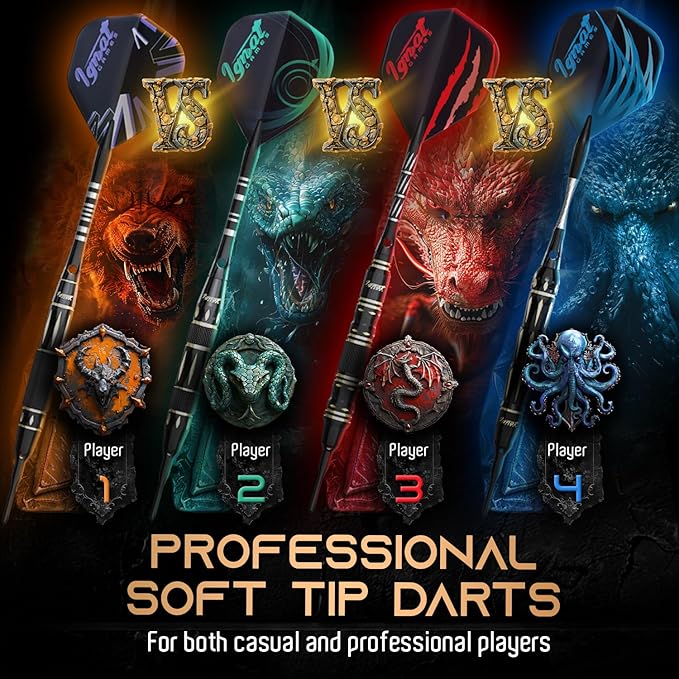 IgnatGames Premium Soft Tip Darts – 6/12 Pack Brass Barrels with Aluminum Shafts, 16 GlideXPro Flight Set, Tool Kit, Giftable Case & 100 Extra Tips