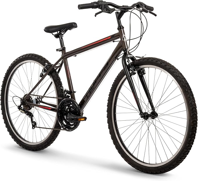 Huffy North Peak 26-Inch Mountain Bike, Durable Steel Frame, 5-Speed Twist Shifter, Front and Rear Linear-Pull Brakes, All-Terrain Tires, Padded ATB Saddle