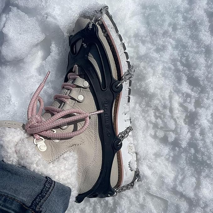 Azarxis Walk Traction Ice Snow Cleat Treads Grips Grippers Crampons Creepers with 19 Spikes for Shoes Boots Men Women Walking Climbing Hiking Fishing Heavy Duty Anti Slip Stainless Steel