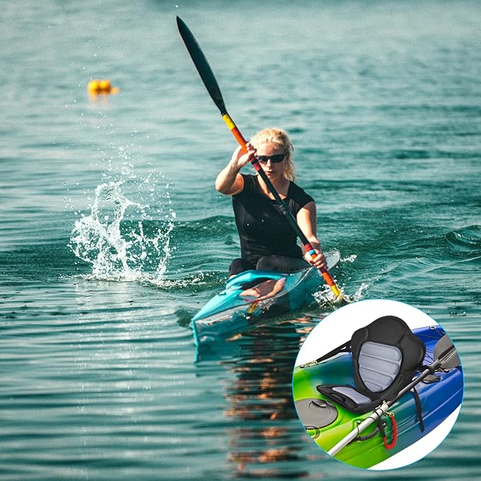 HLOGREE Kayak Seats - 1/2 Pck, Thicken Padded Seat Cushion with Back Support, Canoe & Ocean Sup Compatible