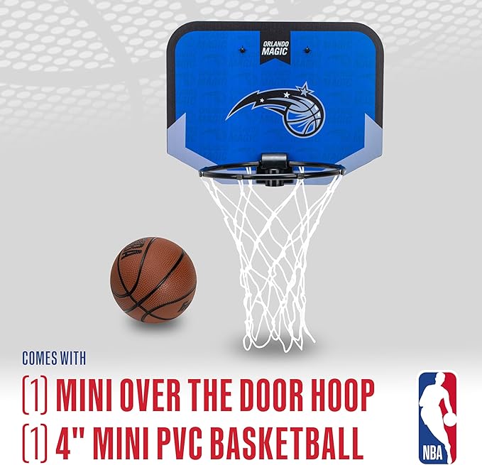 Franklin Sports NBA Team Over The Door Basketball Hoop - Kids Indoor Mini Basketball Hoop with Basketball - NBA Fan Shop Mini Hoop for Bedroom & Office