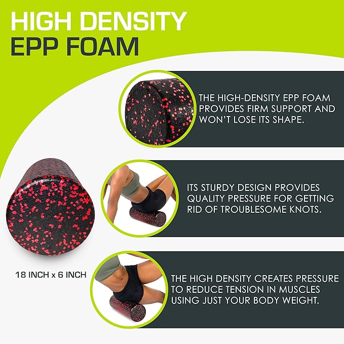 ProsourceFit High Density Foam Rollers 36 - inches Long,Firm Full Body Athletic Massage Tool for Back Stretching, Yoga, Pilates, Post Workout Muscle Recuperation