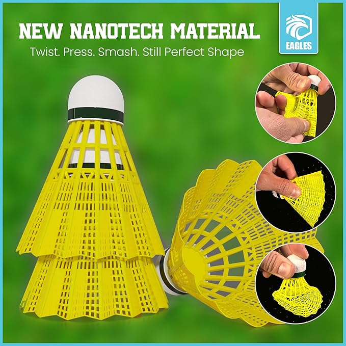 Badminton Birdies - Nylon Bedminton Shuttlecocks for Softball/Baseball Batting Training - Highly Stable & Durable Shuttle Balls for Indoor and Outdoor Matches