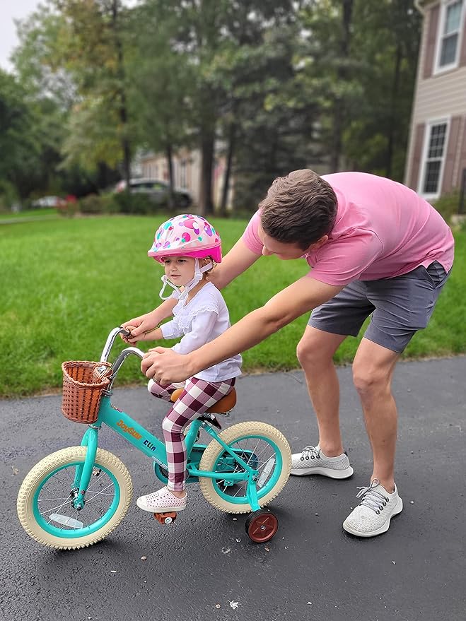 JOYSTAR Vintage Kids Bike with Training Wheels & Basket, 12 14 16 Inch Girls Bike for 2-7 Years Old, Children Bicycles, Multiple Colors