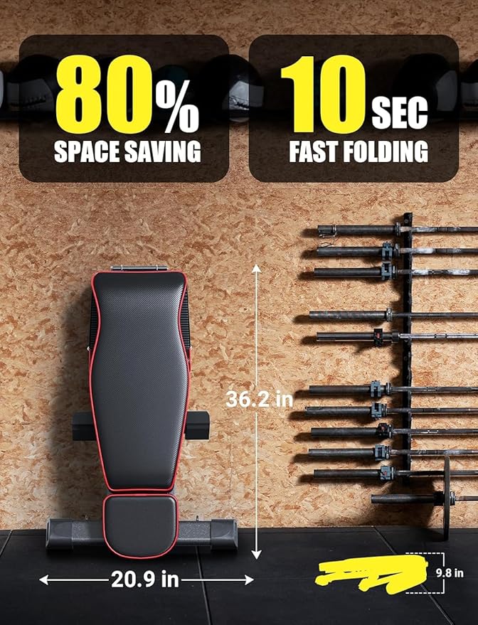 YOLEO 880LB Adjustable Weight Bench for Bench Press, MAX Foldable Weight Bench with Bench Press Stand/Extended Head for Home Gym/Full Body Workout 90 Degree Workout Bench User 6'56''(Max Version)