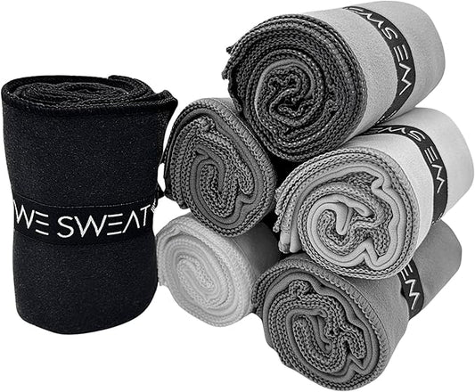 We Sweat’s (6 Pack) Microfiber Gym Towels, Silver ION Odor-Free Absorbent Fiber, Fast Drying Men & Women Workout Gear for Body Sweat, Towels, Sports Exercise Fitness Gear