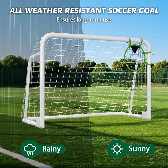 NAIZEA Soccer Goal - 12x6FT/16x7FT/10x6FT/8x6FT/6x4FT Soccer Goals for Backyard - Metal Soccer Goals for Youth Adult - Multiple Sizes Colors - Perfect for Games Indoor Outdoor Practice
