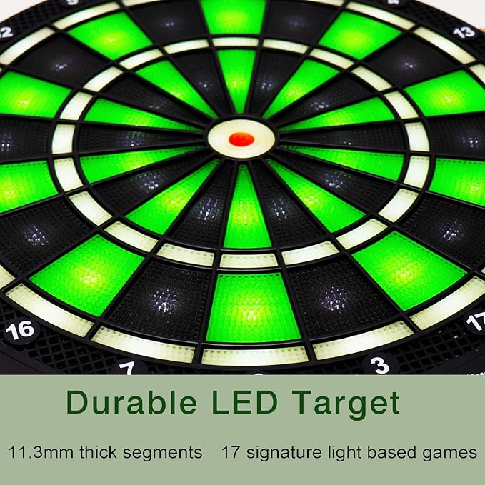 Turnart Electronic Dart Board,13 inch Illuminated Segments Light Based Games Electric Dartboard for Adults Tested Tough Segment for Enhanced Durability Professional with Scoring