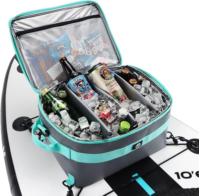 YVLEEN Waterproof Paddle Board Cooler, SUP Cooler Durable PVC Material Paddle Board Deck Bag with Mesh Top Pocket, Adjustable Straps, Super Capacity for Stand-Up Paddleboard and Kayak Accessories
