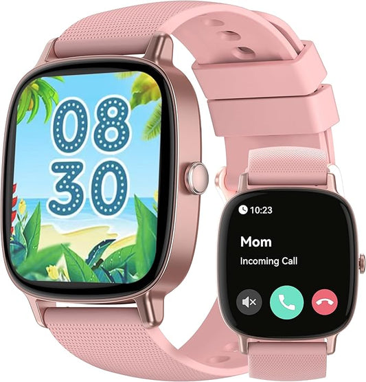 Smart Watches for Women (Answer/Make Calls), 1.85" HD Screen IP68 Waterproof, Fitness Tracker for iPhone Android Phones, Heart Rate Sleep SpO2(Blood Oxgen) Monitor 100+ Sports, 2 Straps