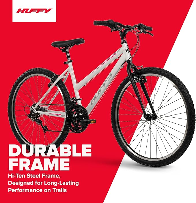 Huffy North Peak 26-Inch Mountain Bike, Durable Steel Frame, 5-Speed Twist Shifter, Front and Rear Linear-Pull Brakes, All-Terrain Tires, Padded ATB Saddle