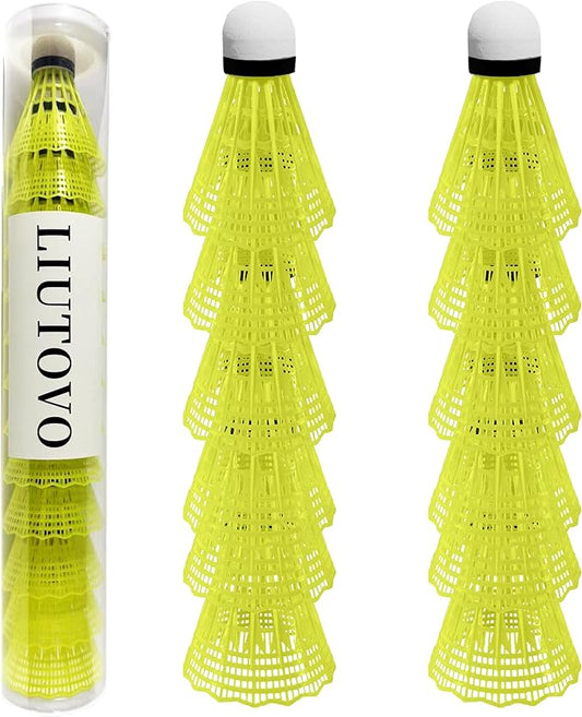 12 Packs Nylon Badminton Shuttlecocks Birdies Nylon Feather Shuttlecocks Badminton Birdies Great Stability & Durability Indoor Outdoor Sports Hight Speed Training