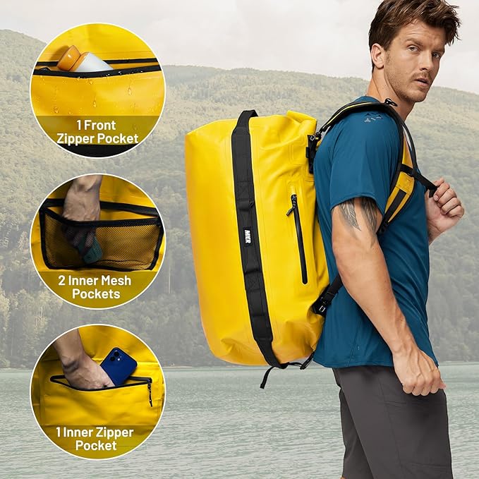 MIER Large Waterproof Duffel Bag Rolltop Dry Backpack Duffle Bags for Kayaking, Rafting, Boating, Swimming, Camping, Travel, Gym, Beach, 60L/80L