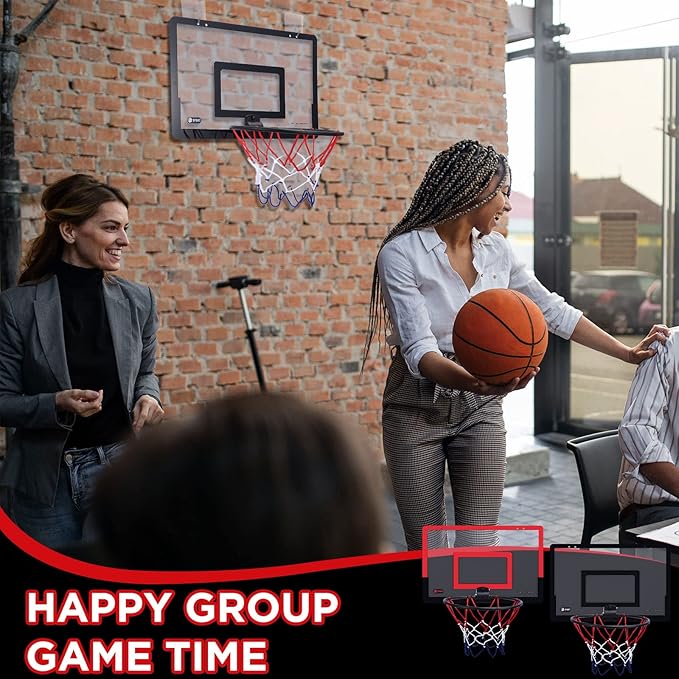 Sosation 2 Pcs Mini Basketball Hoop with 4 Basketball, Sticky Hook, Pump, Indoor No Drilling Basket Ball Hoop Decompress Game for Kid Adult Gift