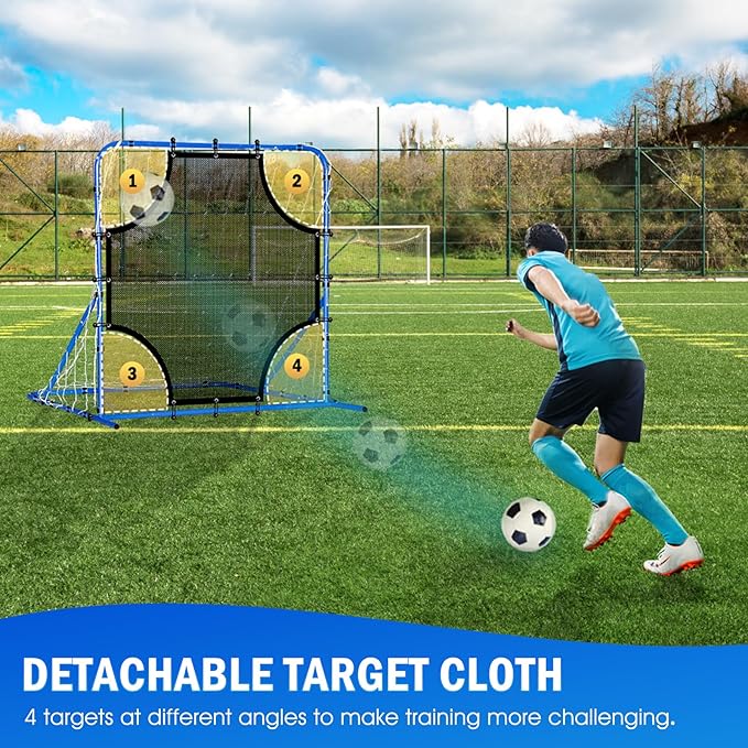 Three Mode Soccer Goal & Rebounder Net & Target Net,Four Targets for Precise Training,Tough-Built for Intense Shots,Quick-Switch Angle Soccer Training for Control/Passing Practice for Kids Teen