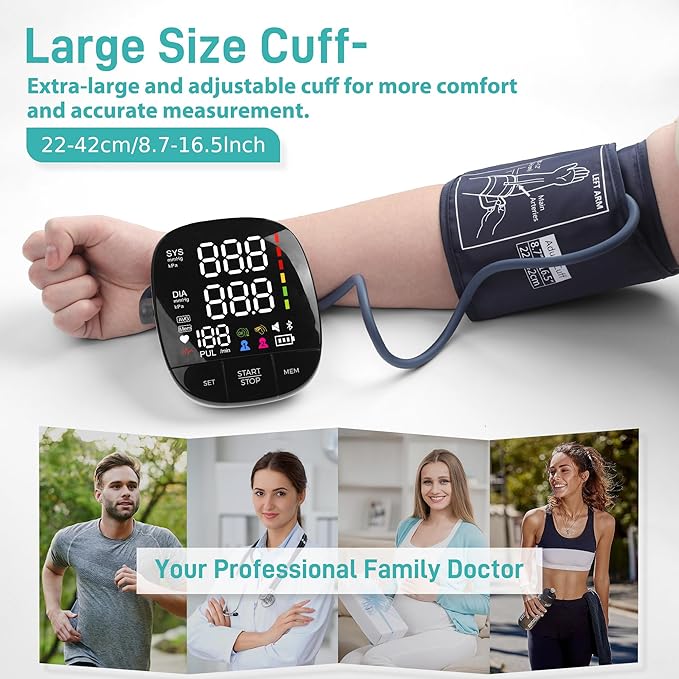 huangirl Blood Pressure Monitor Upper Arm, Automatic Blood Pressure Cuff with Large Cuff - Blood Pressure Monitors for Home Use, Talking Blood Pressure Monitor, 240 Memories for 2 Users