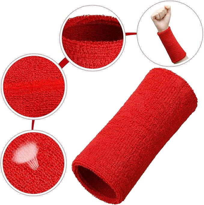 WILLBOND 6 Inch Wrist Sweat Bands for Men Women Tennis Elastic Athletic Long Sweatband Wrist Absorbent for Basketball Tennis Running Outdoor Activity