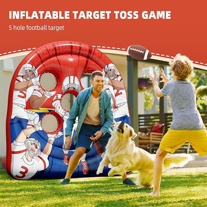 6Ft Football Target Toss Game - Inflatable Football Throwing Target Toy for Kids - Carnival Party Games