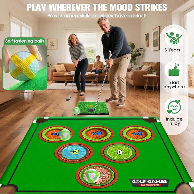 Upgraded Golf Game with 20 Velcro Golf Balls Chipping Game, 3IN 1 Battle Golf Chipping Games for Adults, Battlegolf Outdoor Set, Battle Golfs Pong Games, Indoor Golf Games for Kids