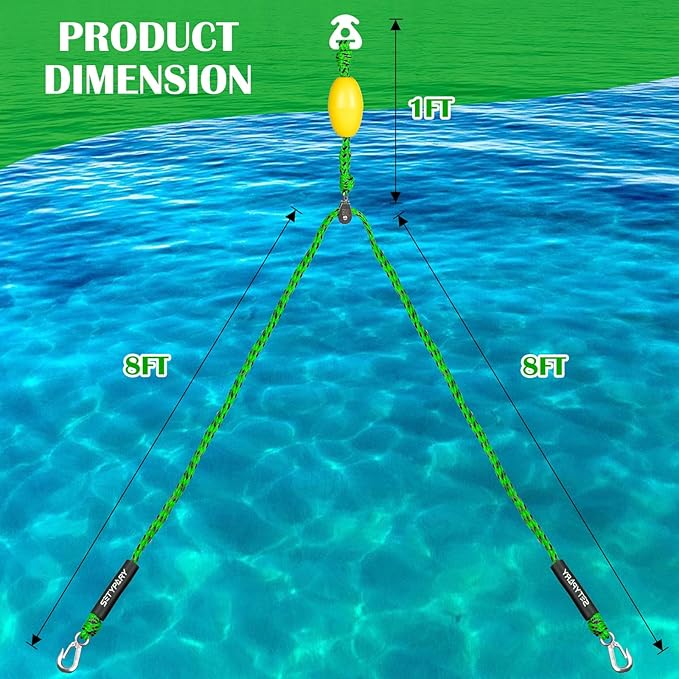 Boat Tow Harness for Tubing, Self Centering Tow Harness for 1-4 Riders Towable Tubes, Floating Boat Tow Rope for Watersports