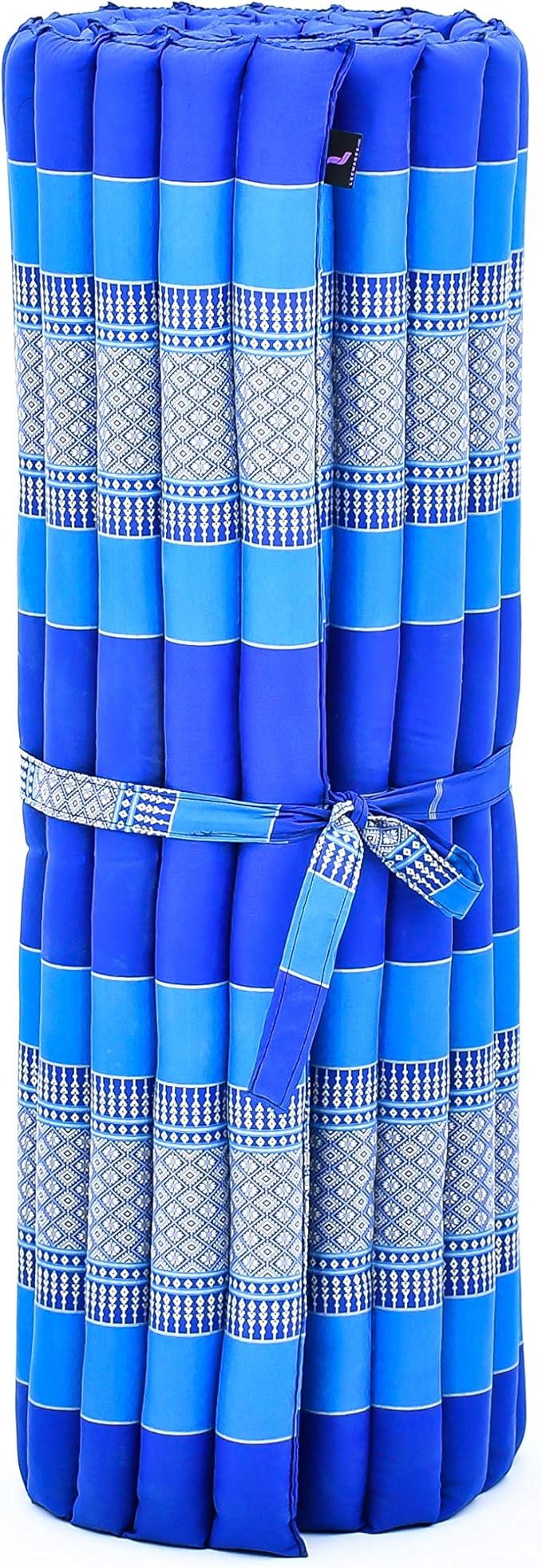 Leewadee - Kapok Roll Mat – Handcrafted Folding Sleep & Relaxation Mattress from Thailand, Ideal as Guest Bed, Camping Mat, Yoga Mat or Traditional Futon, 75 x 39 inches, Blue