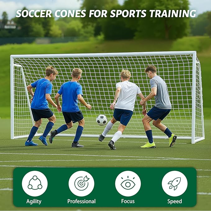 NAIZEA Soccer Goal - 12x6FT/16x7FT/10x6FT/8x6FT/6x4FT Soccer Goals for Backyard - Metal Soccer Goals for Youth Adult - Multiple Sizes Colors - Perfect for Games Indoor Outdoor Practice