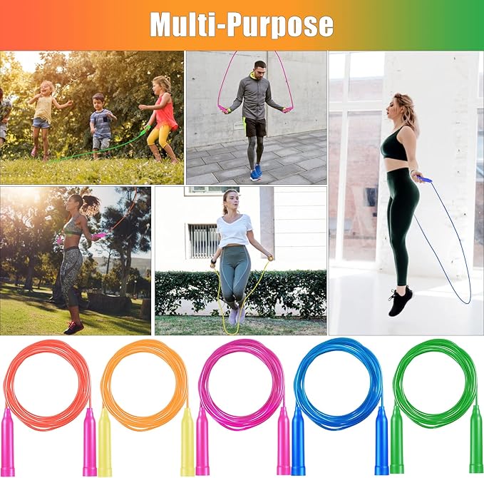 24 Pack Colorful Jump Ropes,7.3 Feet Jump Rope for Kids,Adjustable Outdoor Jump Ropes Skipping Rope,PVC Jumping Ropes Great Party Favor Sports Exercise Activities Birthday Gifts,Assorted Bright Colors