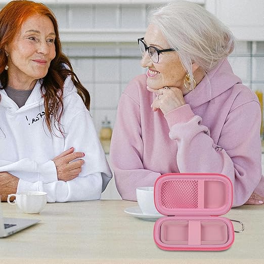 Heart Rate Monitor Case for AliveCor for KardiaMobile 6L / 6L Max 1L Personal EKG Monitor Storage Holder Fits for Cardiac Mobile Portable Heart Rate Monitor Bag Organizer (Pill Box Included) Pink