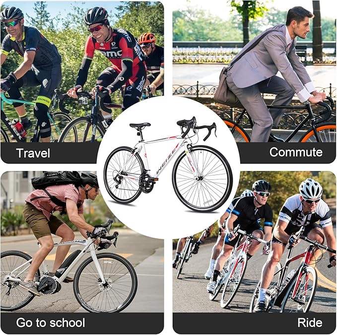 WEIZE Road Bike, 700C Wheel City Commuter Bicycle, 14 Speed Drop Bar, Racing Adult Bike with Caliper Brakes, High-Carbon Steel Hybrid Bikes, Urban Adult Bicycle for Men and Women