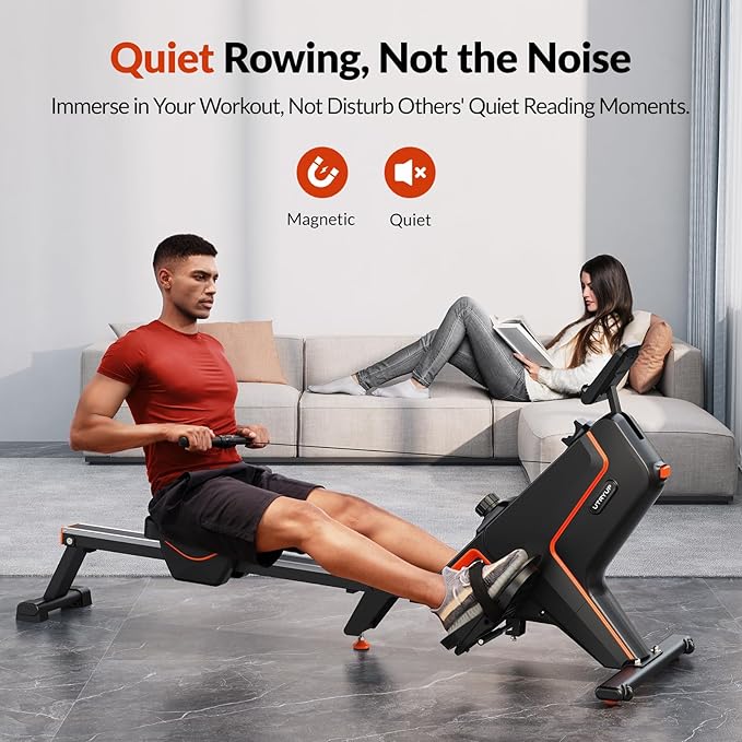 Magnetic Rowing Machines for Home (R05), Water Rowing (R10), 16 Levels of Quiet Resistance Foldable Compact Rowing Machine 350 LB Weight Capacity with Bluetooth, App Supported, Tablet Holder