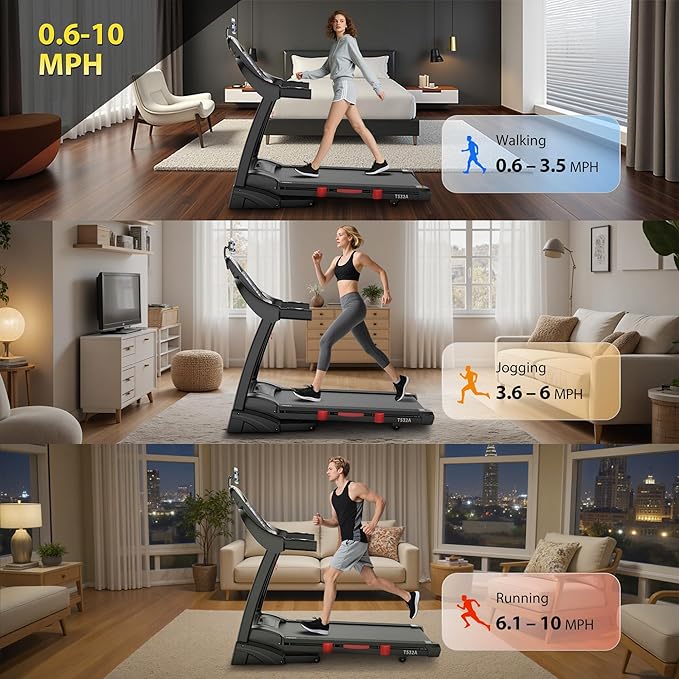Running Treadmill for Home 400lbs Capacity, 5.1HP Folding Treadmill with 15% Auto Incline, Exercise Machine with Handle, App Scene Simulation, 18" Wide Deck, 0.6-10MPH, Included