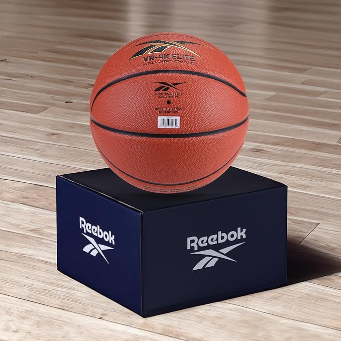 Reebok Elite Basketball, Official Size, Composite Leather, Anti-Slip Grip, Consistent Shape Retention, Includes Pump & Needle, VR-4K Series