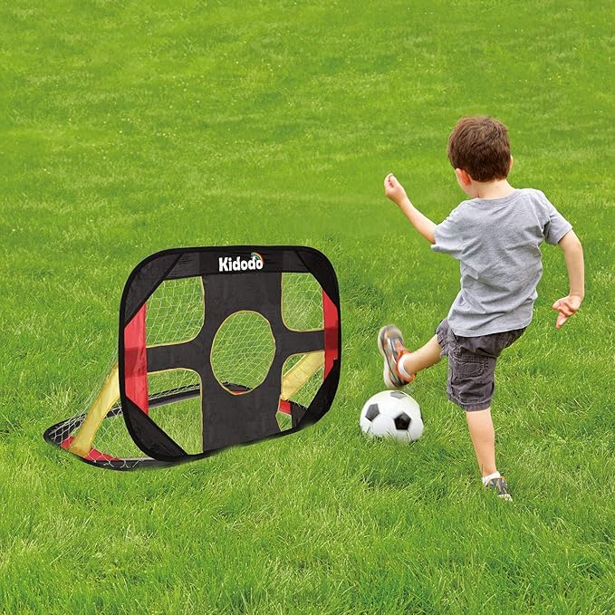 Kidodo Portable Soccer Goal Net Set - Pop Up Training Soccer Goals for Backyard - Indoor or Outdoor Versions - Easy Assembly - Great for Kids and Adults