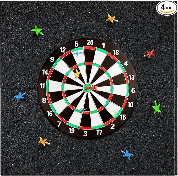 Extended Length Dart Board Surround Wall Protectors Fit 17.75'' and 18'' Dartboard Dart Backboard Felt Wall with Removable Adhesive Tabs