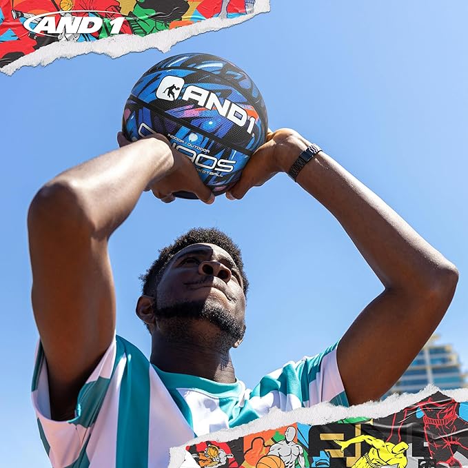 AND1 Chaos Basketball: Official Regulation Size 7 (29.5 inches) Rubber - Deep Channel Construction Streetball, Made for Indoor Outdoor Basketball Games