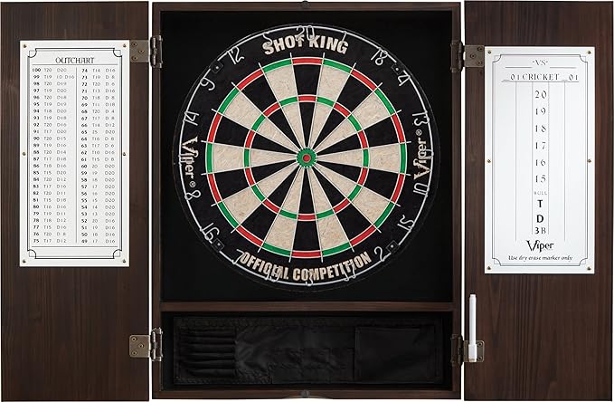 Viper by GLD Products Metropolitan Solid Wood Cabinet & Sisal/Bristle Dartboard Play-Ready Bundle